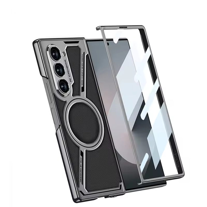 Samsung Galaxy Z Fold 6 Z Shaped Electroplated Magnetic PU Leather Case