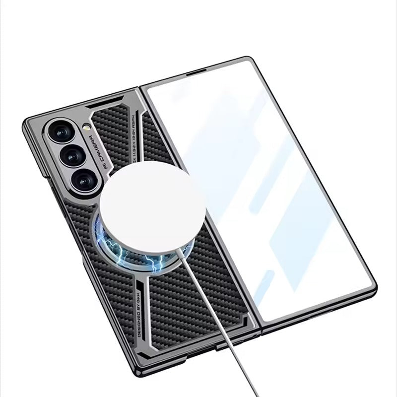 Samsung Galaxy Z Fold 6 Z Shaped Electroplated Magnetic PU Leather Case