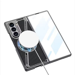 Samsung Galaxy Z Fold 6 Z Shaped Electroplated Magnetic PU Leather Case