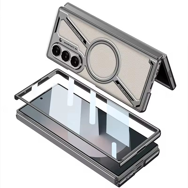 Samsung Galaxy Z Fold 6 Z Shaped Electroplated Magnetic PU Leather Case