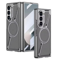 Samsung Galaxy Z Fold 6 Z Shaped Electroplated Magnetic PU Leather Case
