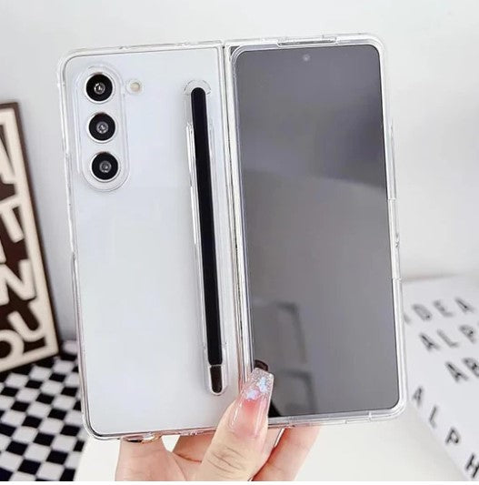 Samsung Galaxy Z Fold 6 Transparent Cristal Hard Shell Cover Case With S-Pent Slot