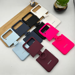 Samsung Galaxy Z Flip 4 Liquid Hard-shell Silicone Case Cover with Ring Holder