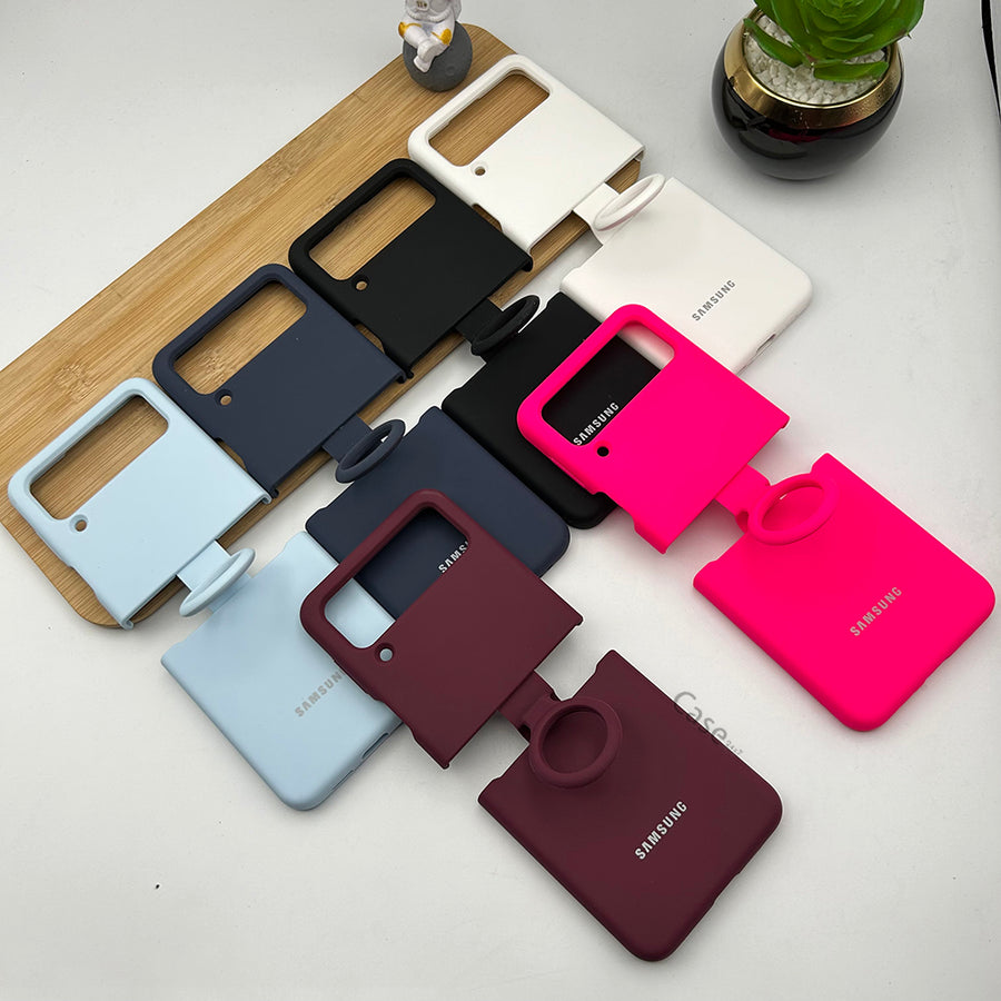 Samsung Galaxy Z Flip 4 Liquid Hard-shell Silicone Case Cover with Ring Holder