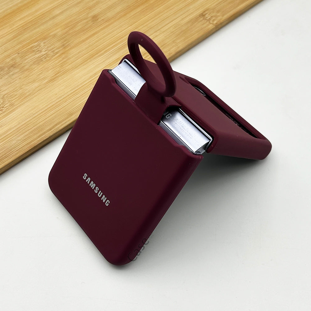 Samsung Galaxy Z Flip 4 Liquid Hard-shell Silicone Case Cover with Ring Holder