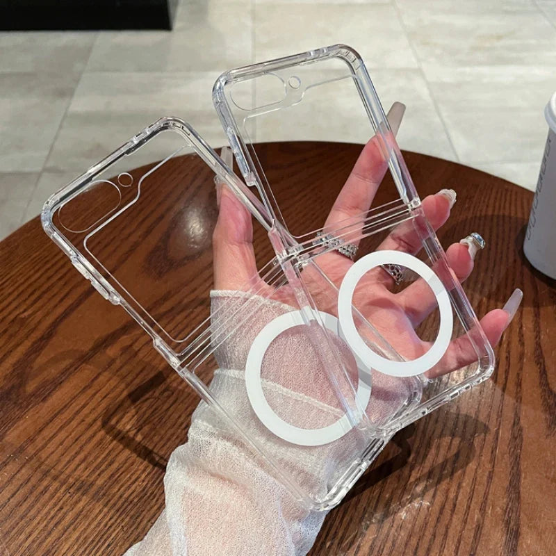 Samsung Galaxy Z Flip 5 Transparent Case With Magnetic Charging Ring