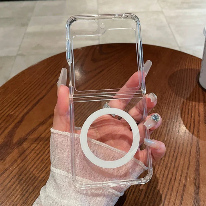 Samsung Galaxy Z Flip 5 Transparent Case With Magnetic Charging Ring
