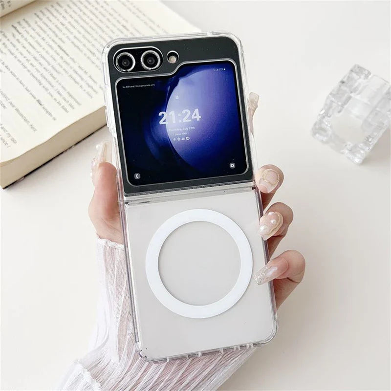 Samsung Galaxy Z Flip 5 Transparent Case With Magnetic Charging Ring