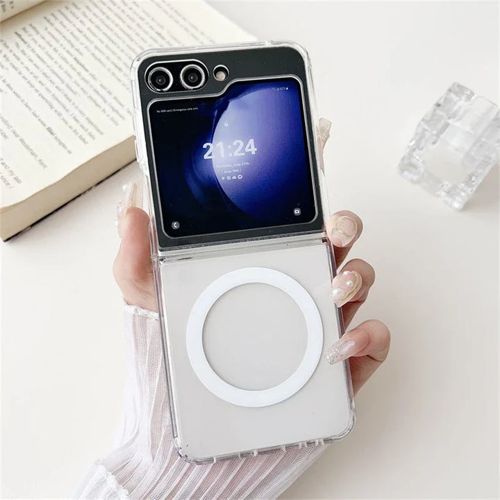Samsung Galaxy Z Flip 5 Transparent Case With Magnetic Charging Ring