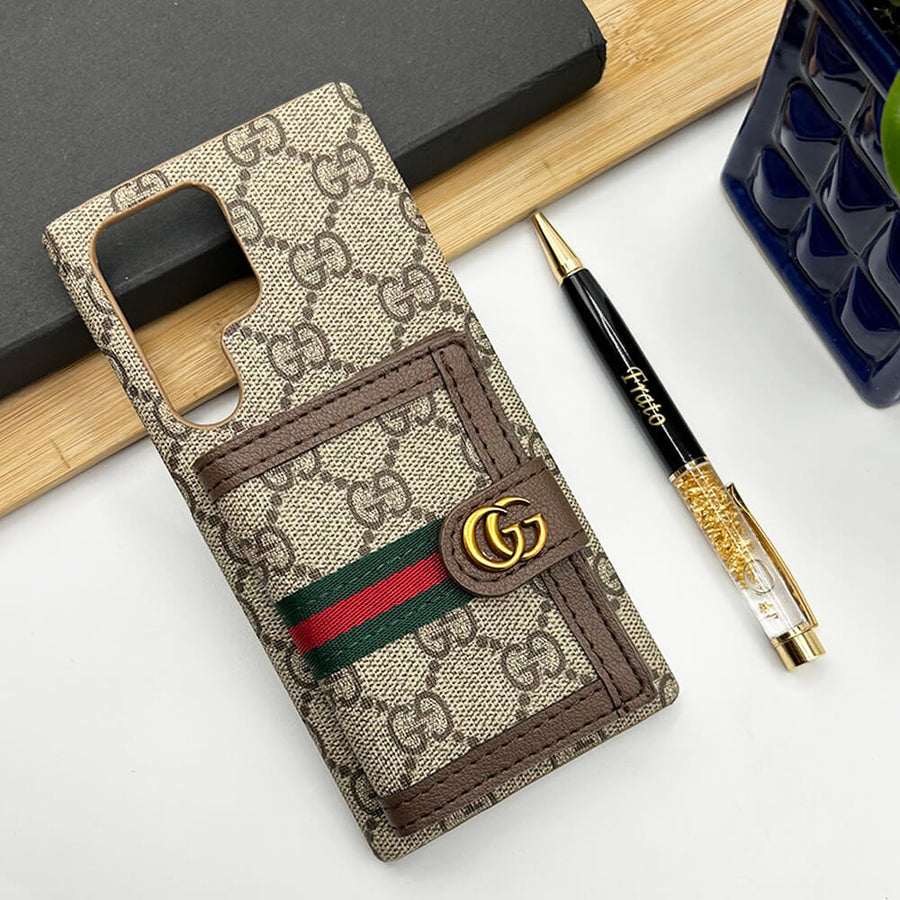 Samsung Galaxy S23 Ultra Luxury Brand GG Wallet Case Cover