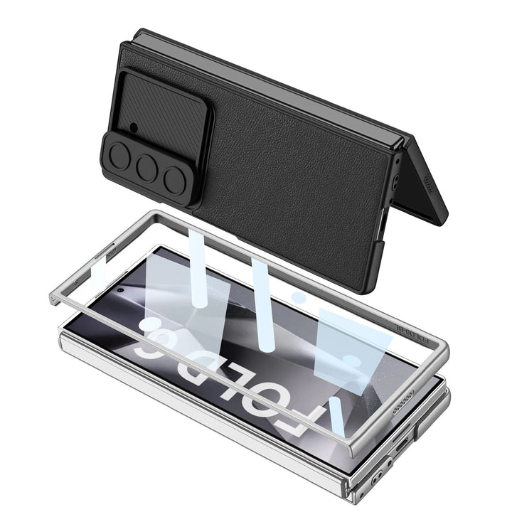 Samsung Galaxy Z Fold 5 Leather Cover With Camera Protective Shetter