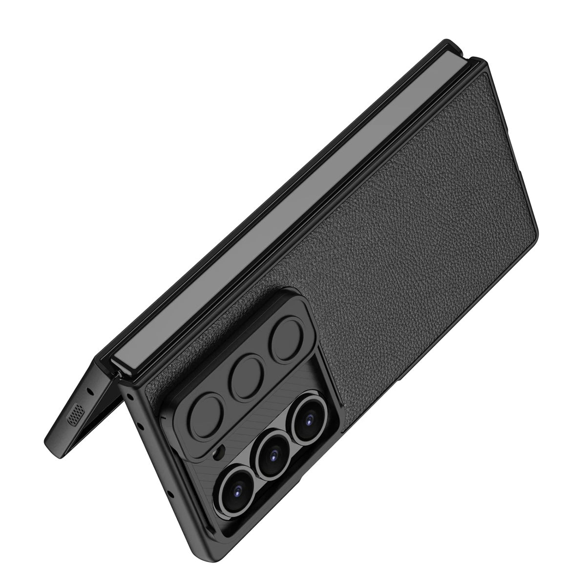 Samsung Galaxy Z Fold 5 Leather Cover With Camera Protective Shetter