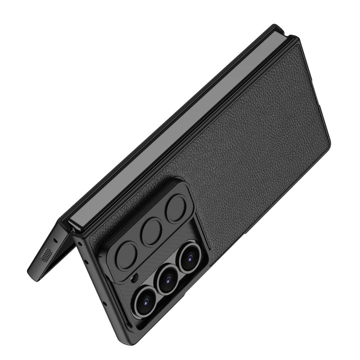 Samsung Galaxy Z Fold 5 Leather Cover With Camera Protective Shetter