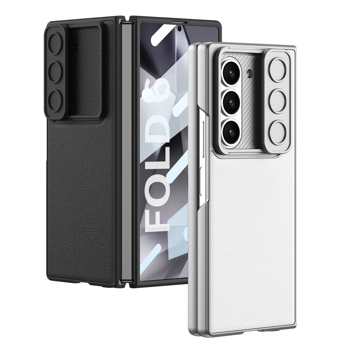 Samsung Galaxy Z Fold 5 Leather Cover With Camera Protective Shetter