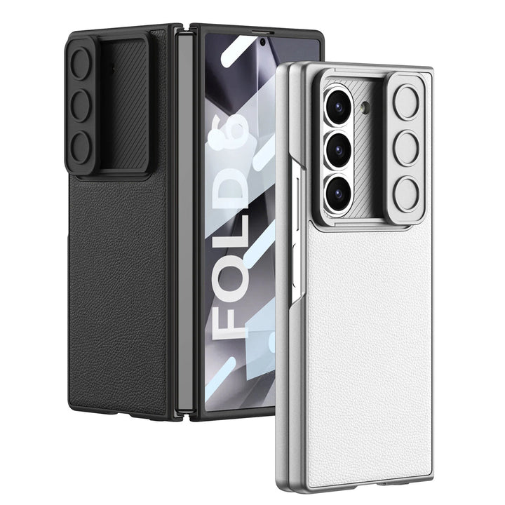 Samsung Galaxy Z Fold 5 Leather Cover With Camera Protective Shetter