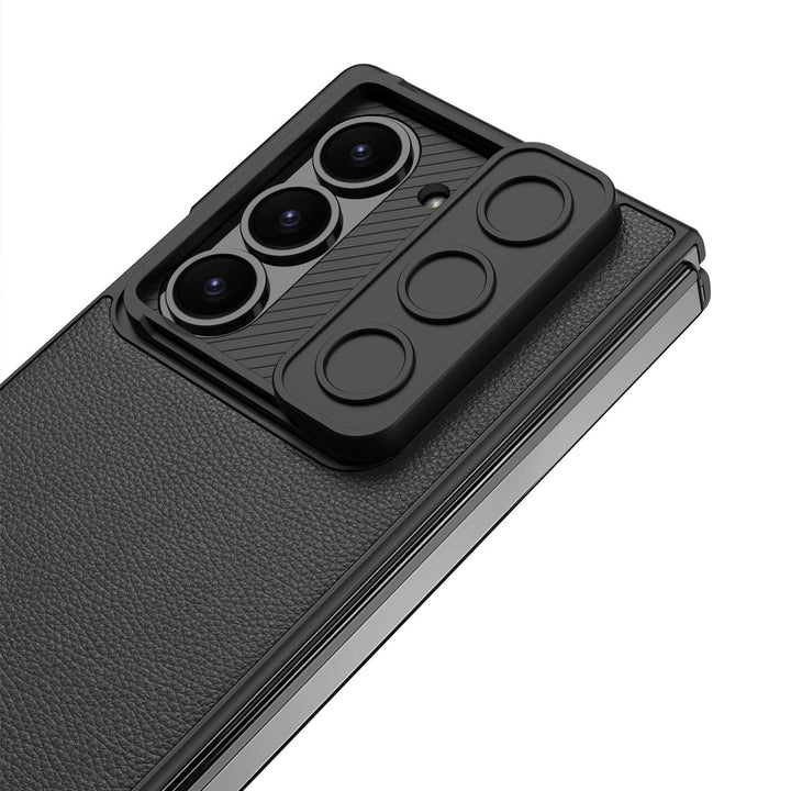 Samsung Galaxy Z Fold 5 Leather Cover With Camera Protective Shetter