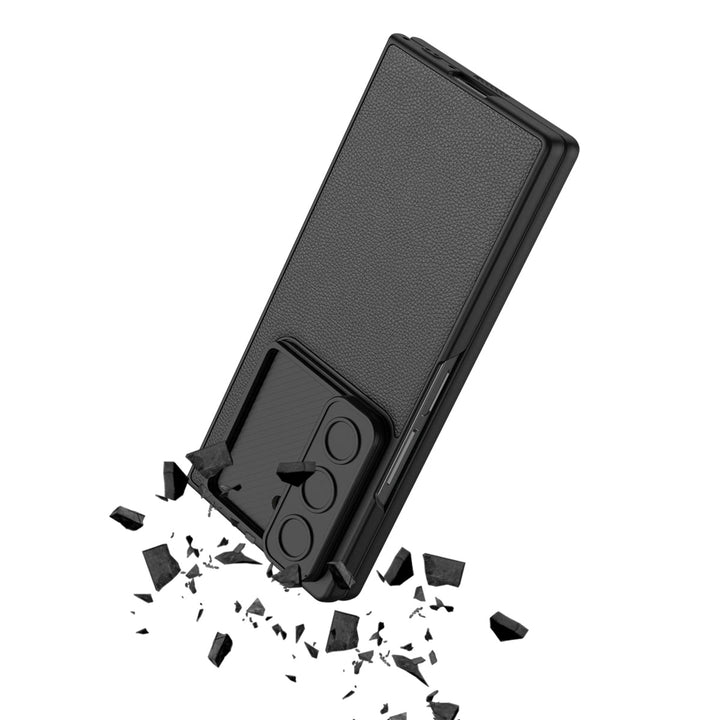 Samsung Galaxy Z Fold 5 Leather Cover With Camera Protective Shetter