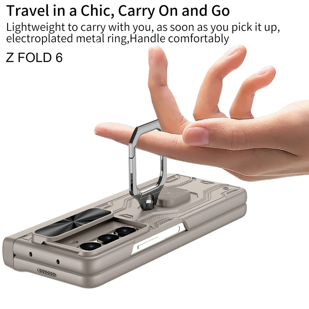Samsung Galaxy Z Fold 6 Armor Magnetic Hinge Camera Protection Pen Holder Stand With Film Cover