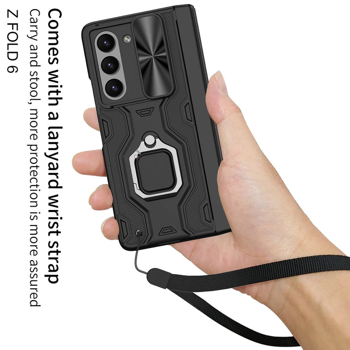 Samsung Galaxy Z Fold 6 Armor Magnetic Hinge Camera Protection Pen Holder Stand With Film Cover