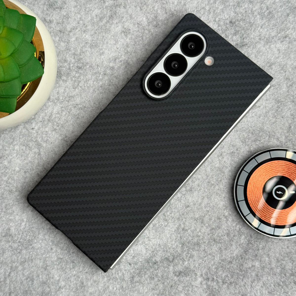Samsung Galaxy Z Fold Series Carbon Fiber Texture Aramid Design Hard Pc MagSafe Case Cover