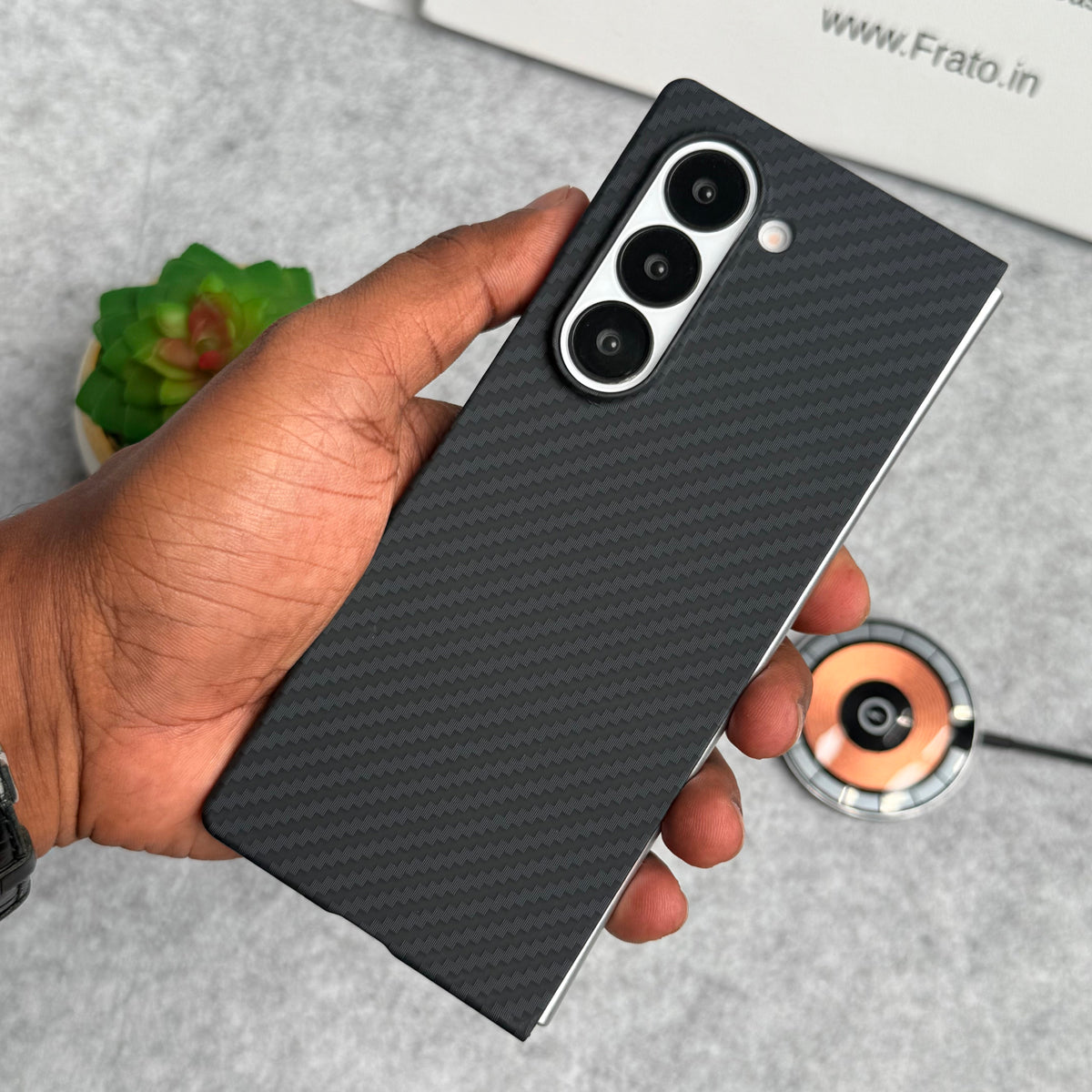 Samsung Galaxy Z Fold Series Carbon Fiber Texture Aramid Design Hard Pc MagSafe Case Cover