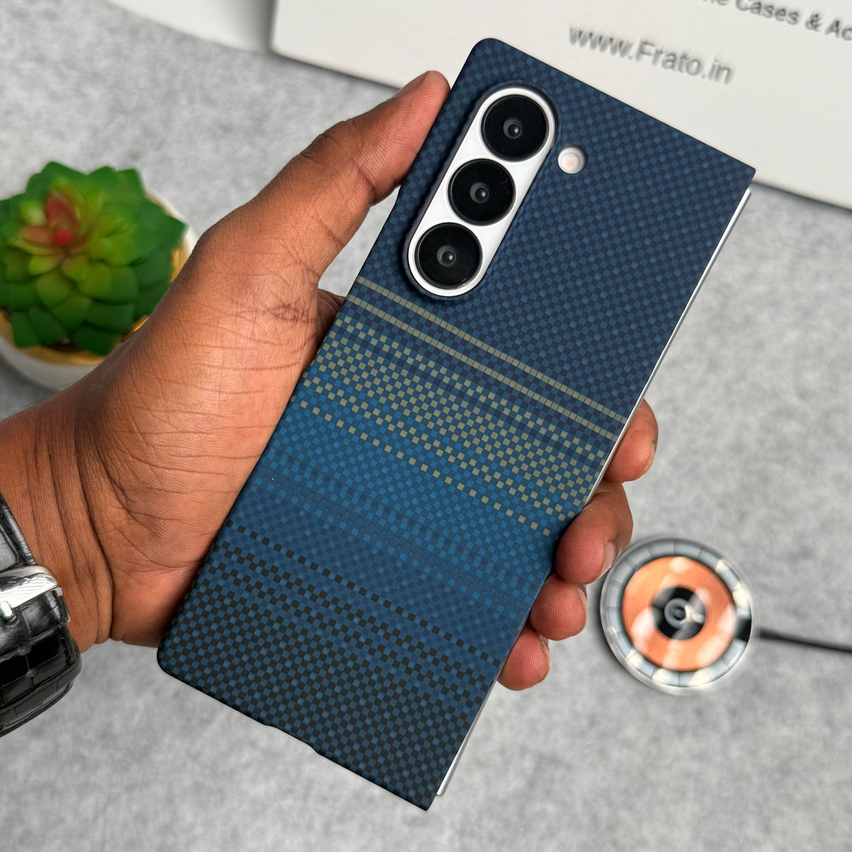 Samsung Galaxy Z Fold Series Carbon Fiber Texture Aramid Design Hard Pc MagSafe Case Cover