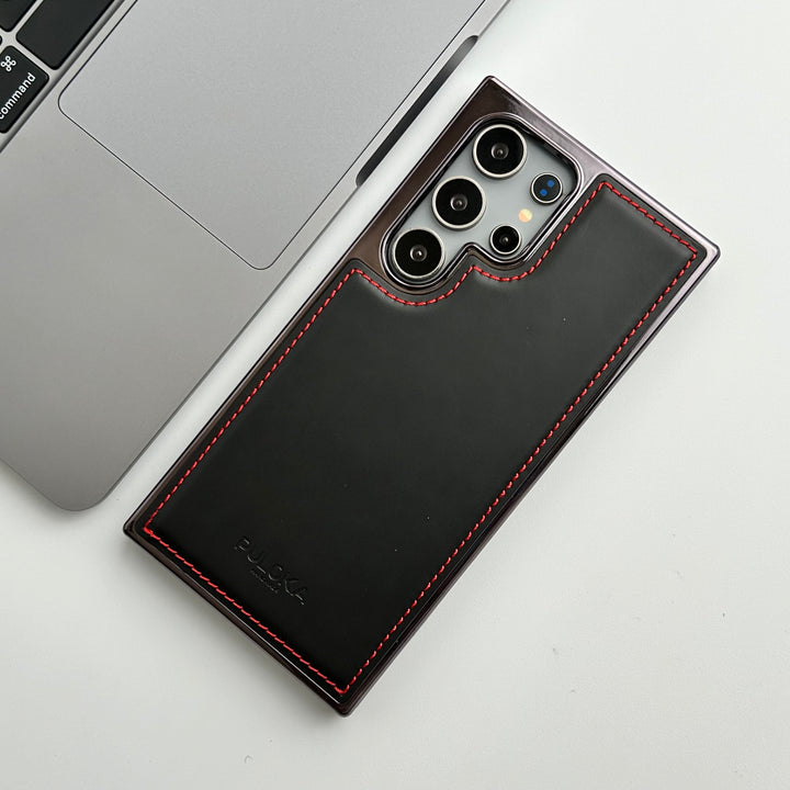 Samsung Galaxy S23 Ultra PU Leather Side Chrome Case Cover