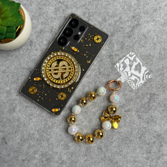 Samsung Galaxy S22 Ultra Rotation Dollar Bracelet Wristband Chain Phone Case Cover