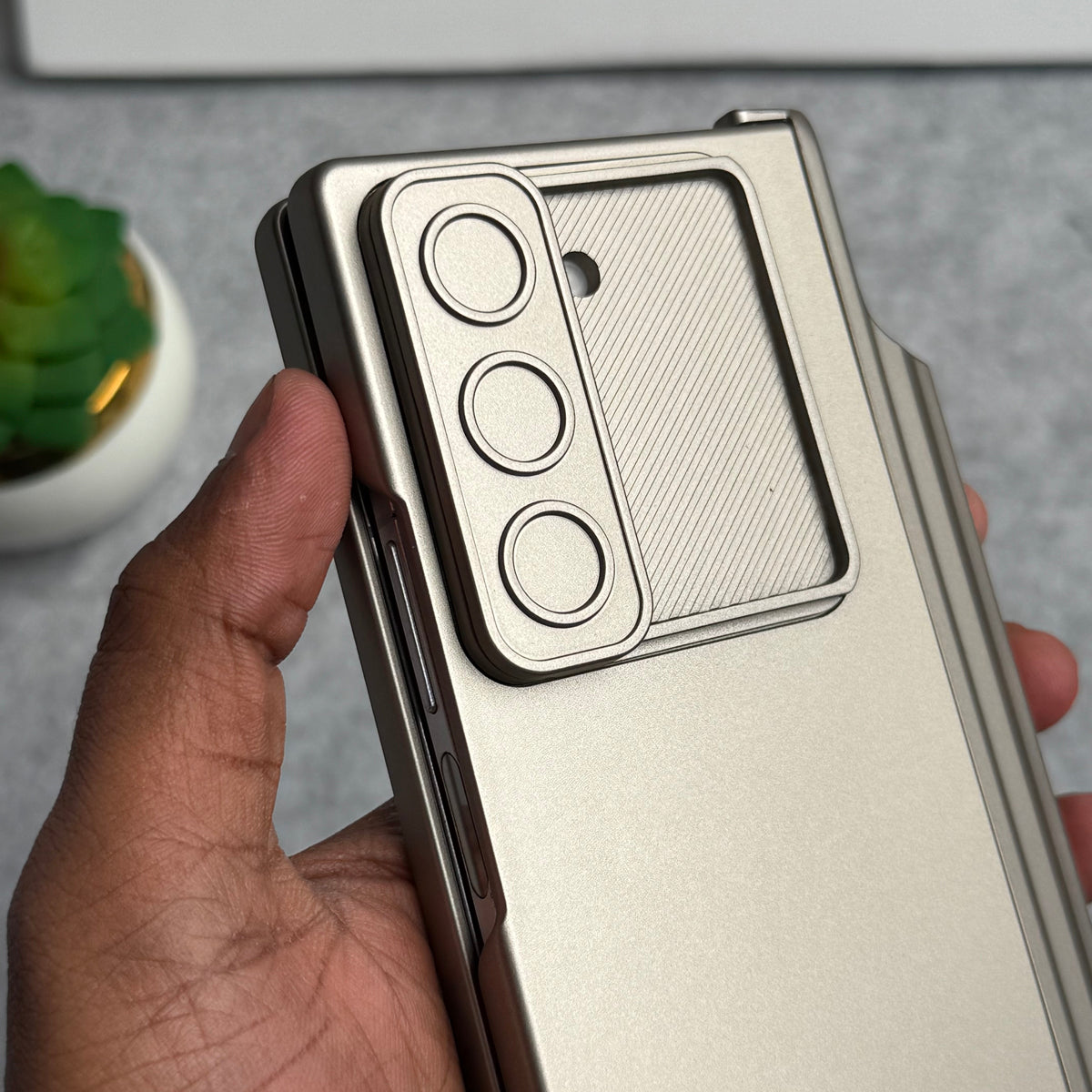 Samsung Galaxy Z Fold 6 GKK Camera Protection Slider Magnetic Hinge Front Glass Protective Cover