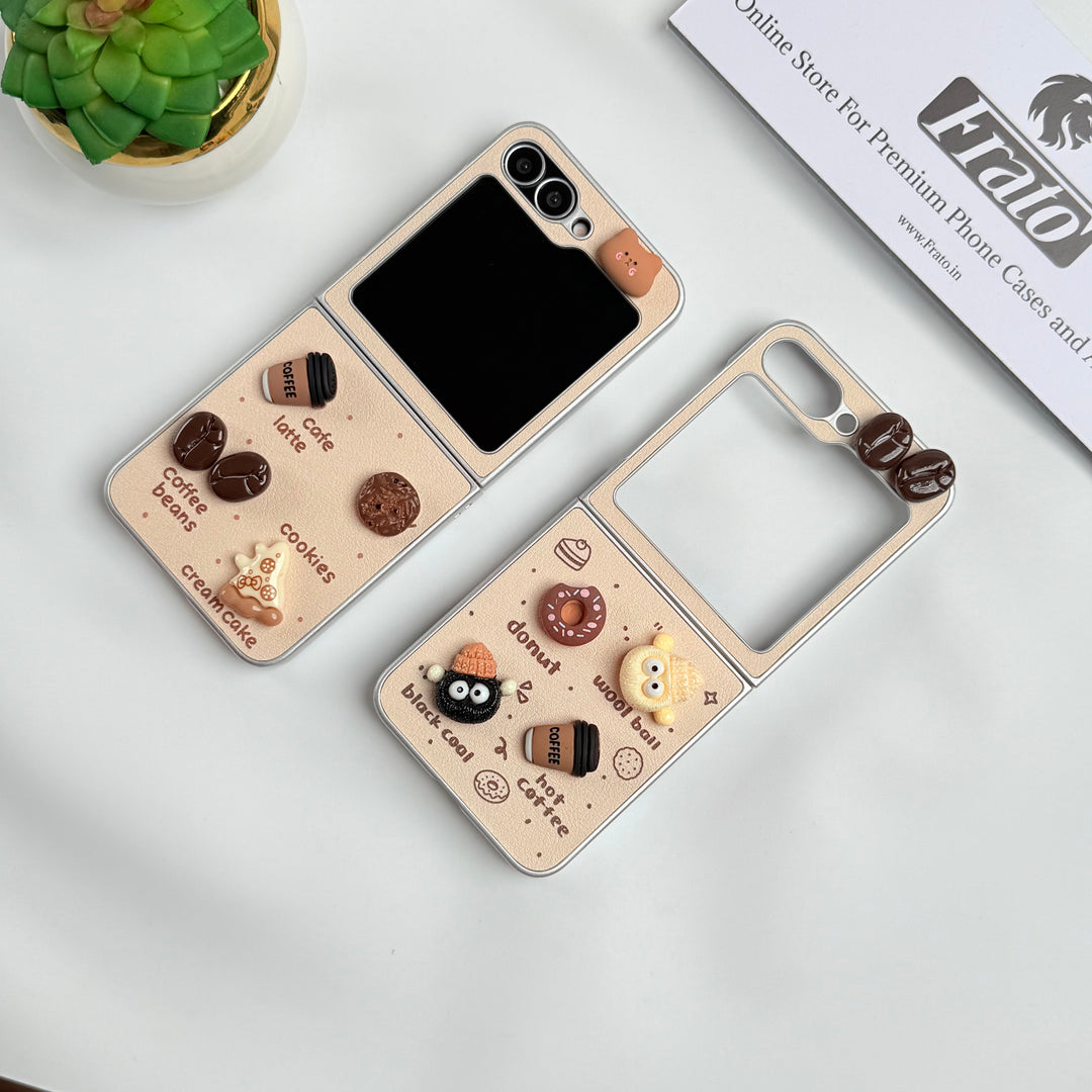 Samsung Galaxy Z Flip Donut Wool Coal Coffee Teddy Cover With