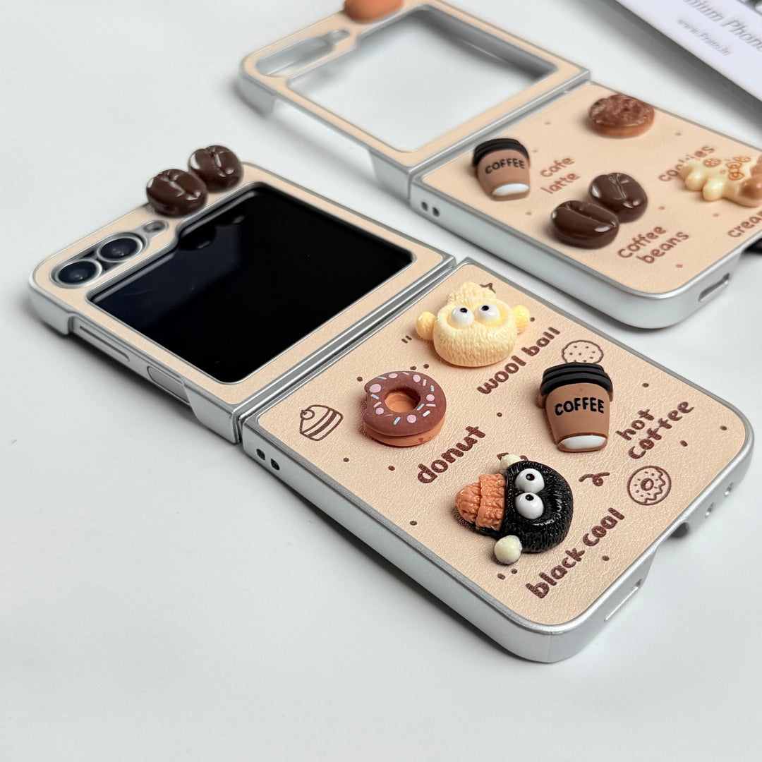 Samsung Galaxy Z Flip Donut Wool Coal Coffee Teddy Cover With
