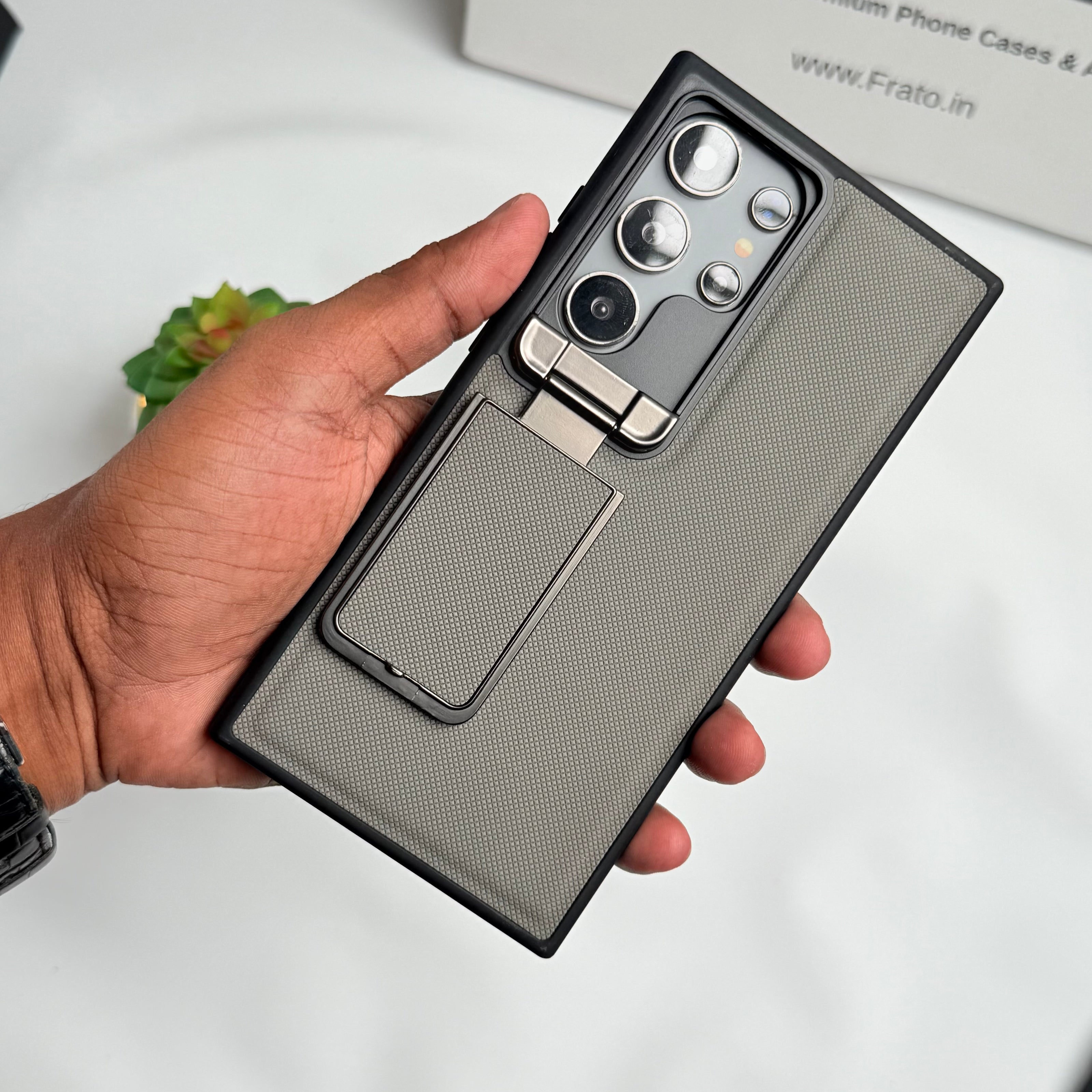 Samsung Galaxy Ultra Series Metal Camera Cap Stand Case Cover