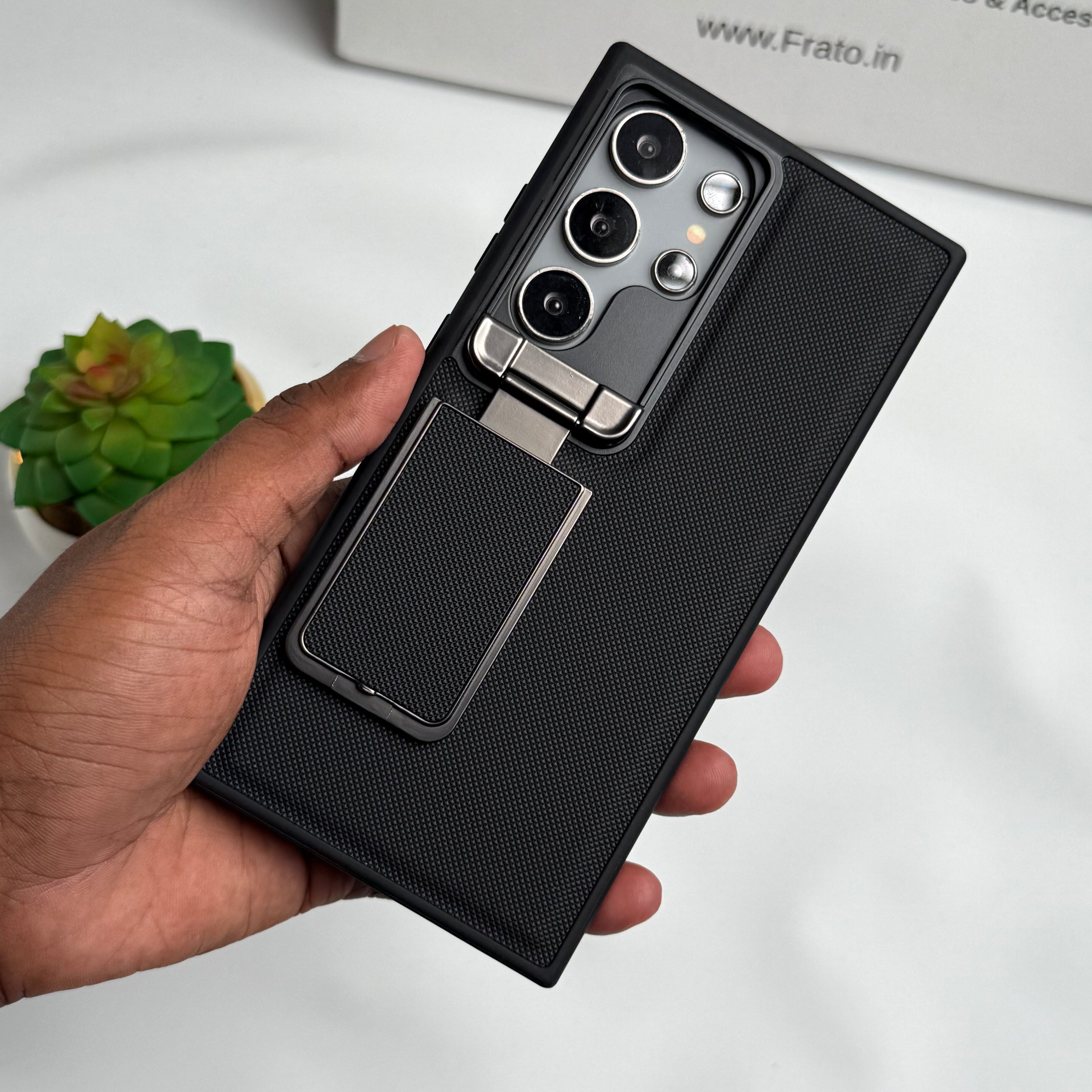 Samsung Galaxy Ultra Series Metal Camera Cap Stand Case Cover
