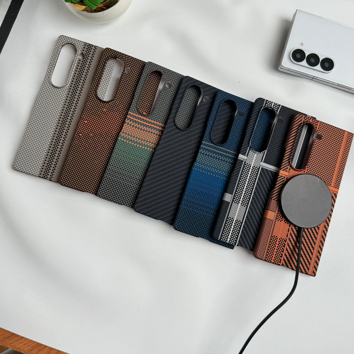 Samsung Galaxy Z Fold 6 Ultra Carbon Fiber Texture Aramid Design Hard Pc MagSafe Case Cover