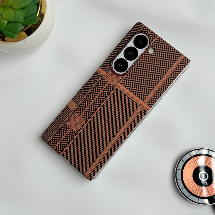 Samsung Galaxy Z Fold 6 Ultra Carbon Fiber Texture Aramid Design Hard Pc MagSafe Case Cover