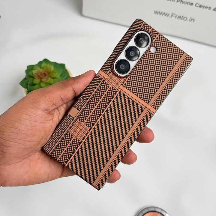 Samsung Galaxy Z Fold 6 Ultra Carbon Fiber Texture Aramid Design Hard Pc MagSafe Case Cover
