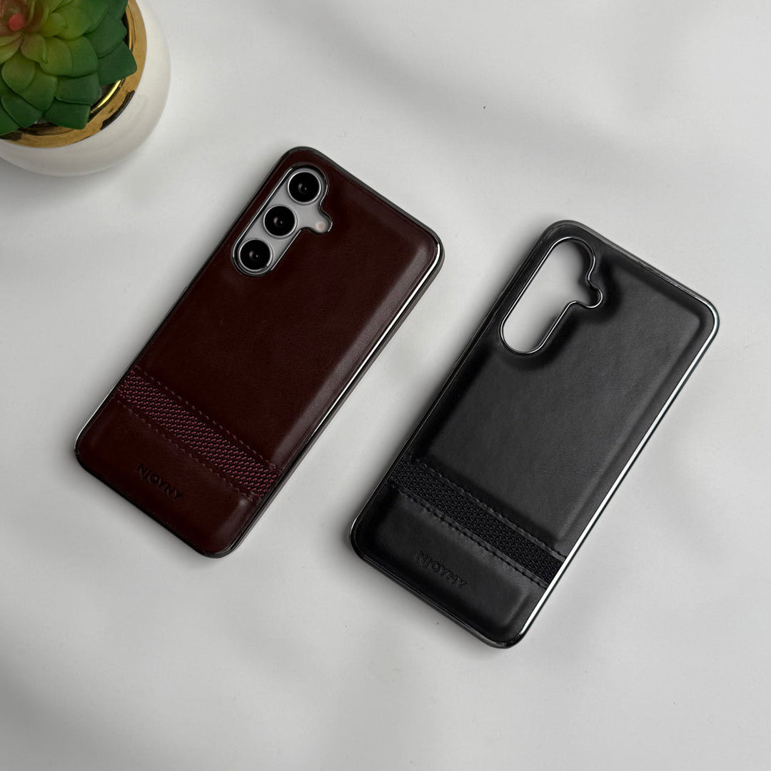 Samsung Galaxy S25 Cloth Stripe PU Leather Side Chrome Case Cover