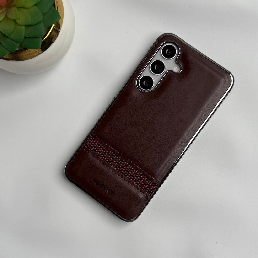 Samsung Galaxy S25 Cloth Stripe PU Leather Side Chrome Case Cover