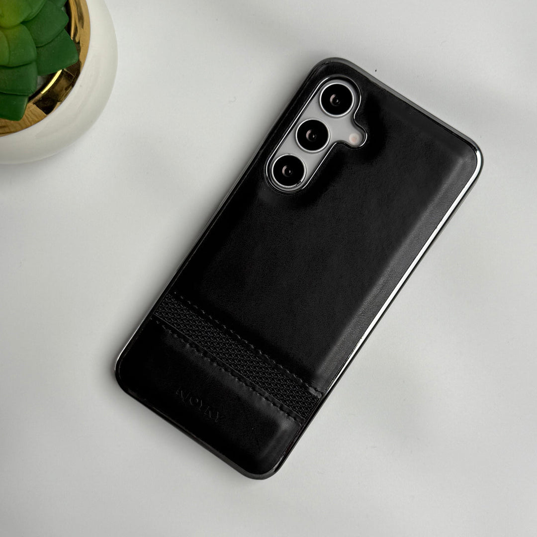 Samsung Galaxy S23 Cloth Stripe PU Leather Side Chrome Case Cover