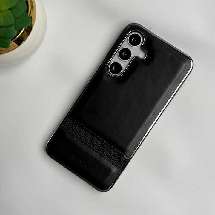 Samsung Galaxy S25 Cloth Stripe PU Leather Side Chrome Case Cover