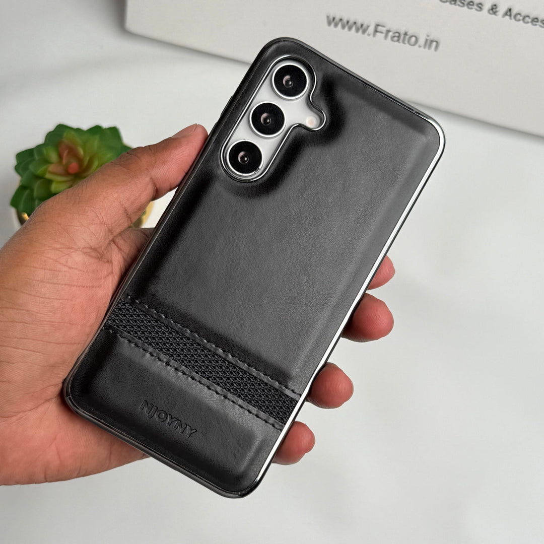 Samsung Galaxy S25 Cloth Stripe PU Leather Side Chrome Case Cover