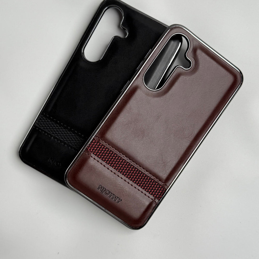 Samsung Galaxy S25 Cloth Stripe PU Leather Side Chrome Case Cover