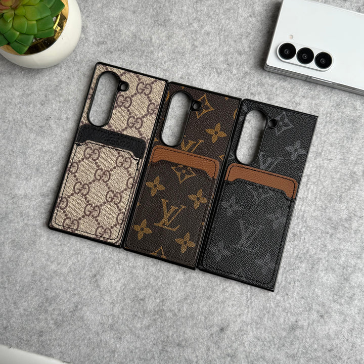Samsung Galaxy Z Fold 6 Luxury Brand Leather Card Holder Case Cover