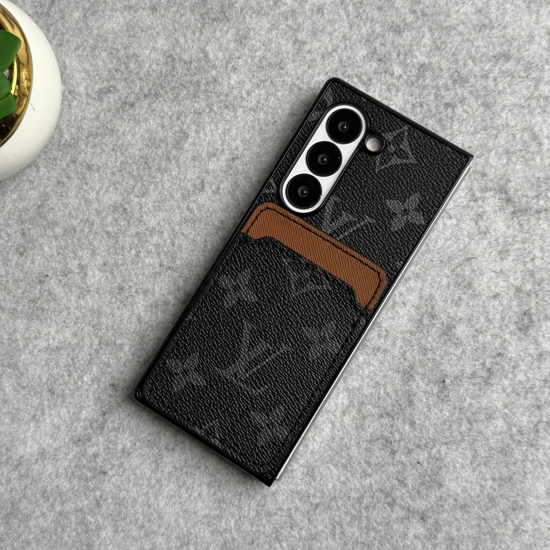 Samsung Galaxy Z Fold 6 Luxury Brand Leather Card Holder Case Cover