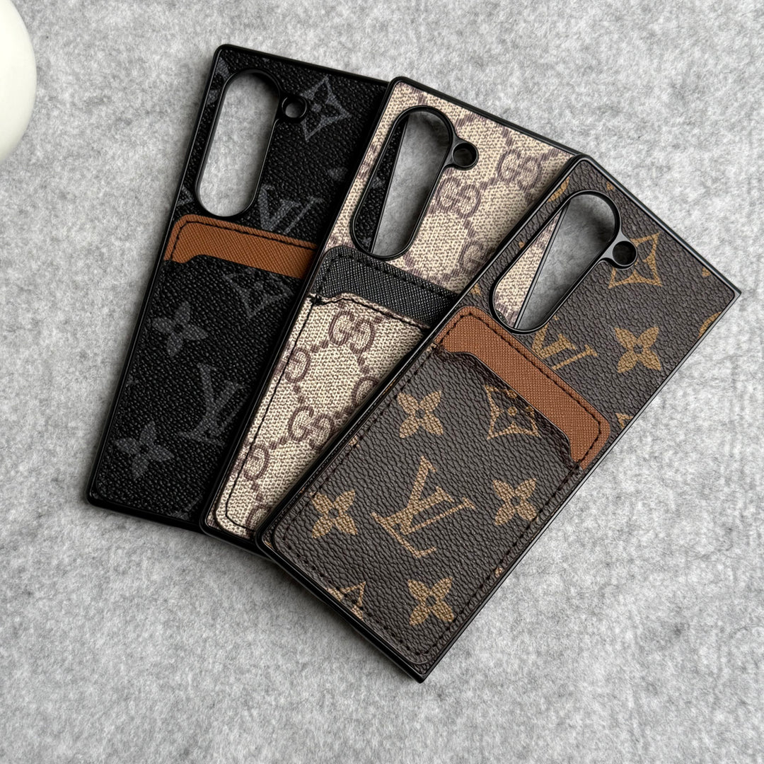 Samsung Galaxy Z Fold 6 Luxury Brand Leather Card Holder Case Cover