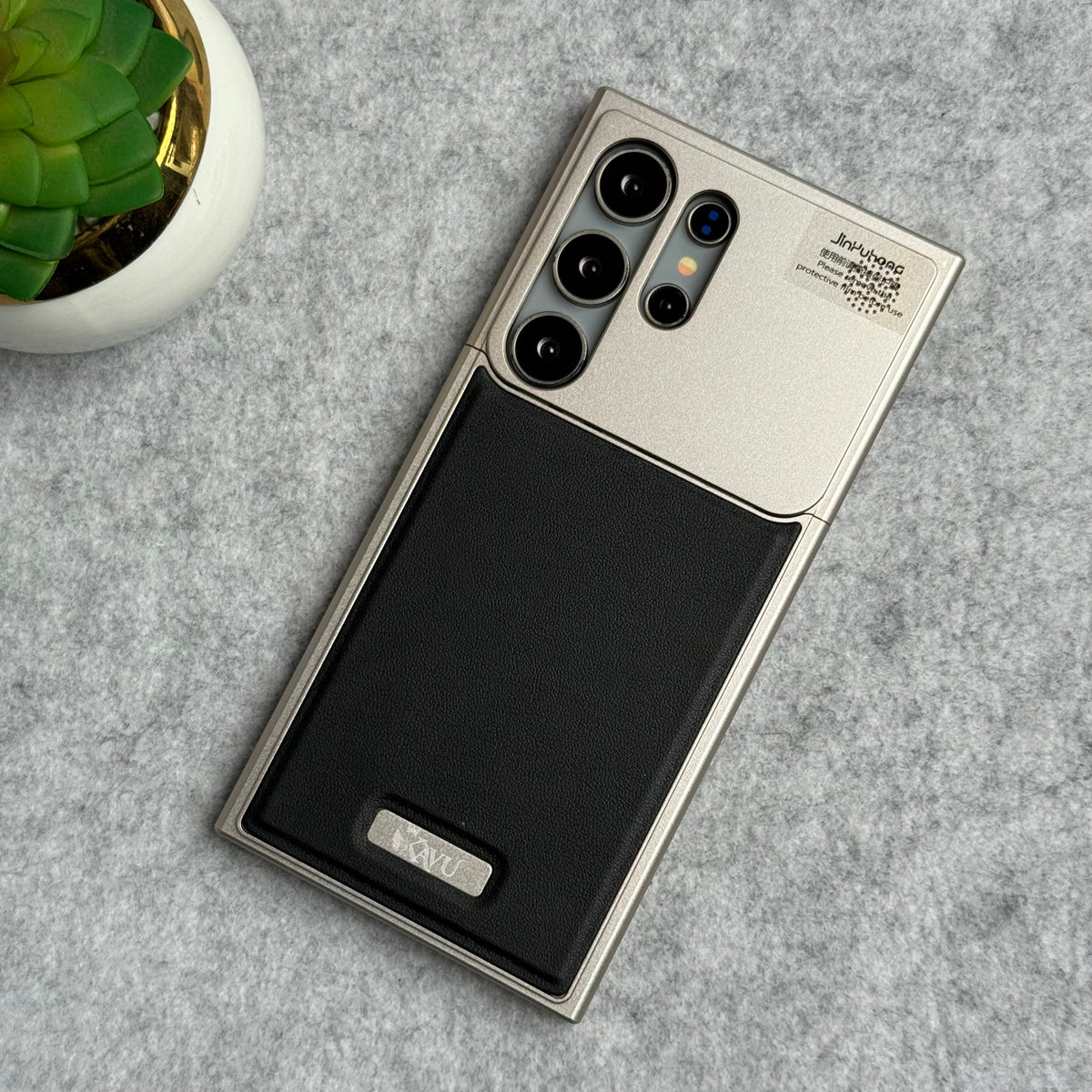 Samsung Galaxy S25 Ultra Premium Metallic Aero Flex Aluminum Leather Case