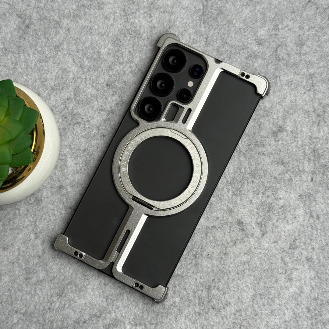 Samsung Galaxy S25 Ultra Metals Frameless Bumper Case With Rotating Stand