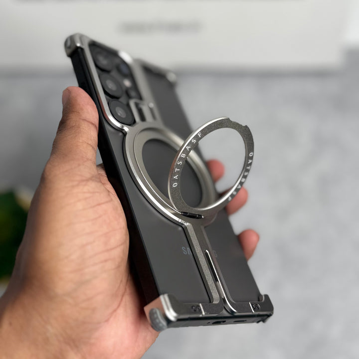Samsung Galaxy S25 Ultra Metals Frameless Bumper Case With Rotating Stand