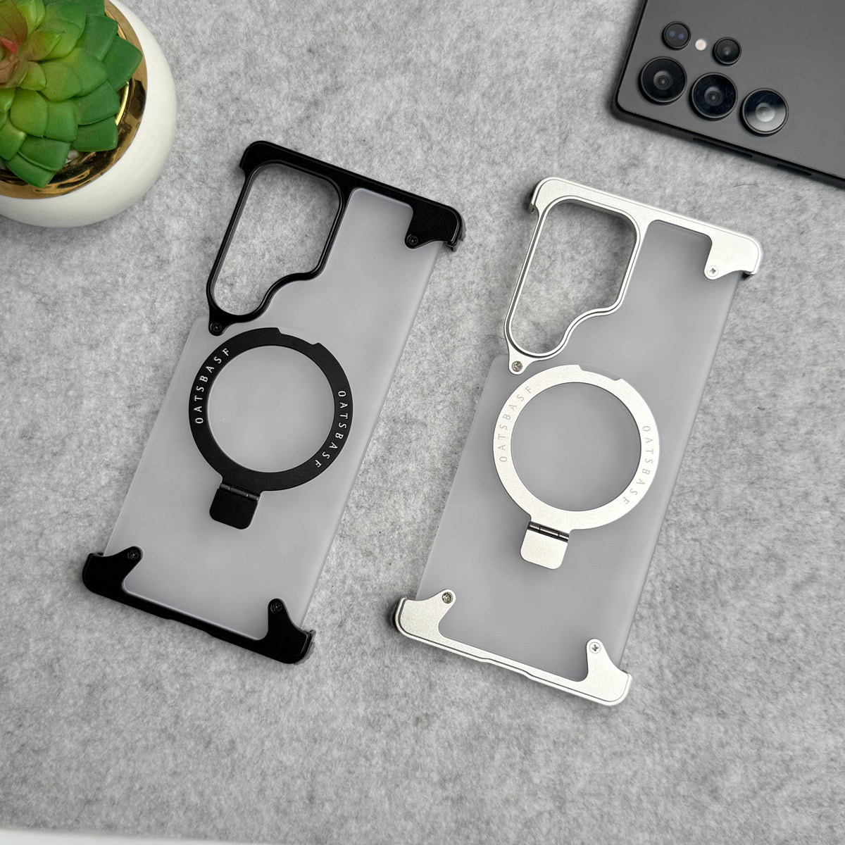 Samsung Galaxy Ultra Series Frosted Frameless Metal Kickstand Case