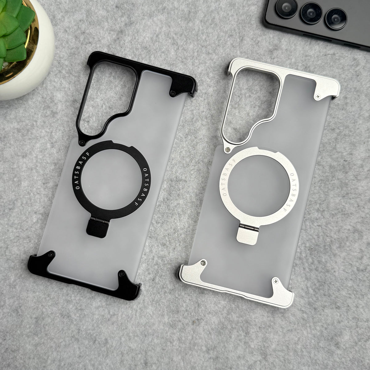 Samsung Galaxy Ultra Series Frosted Frameless Metal Kickstand Case